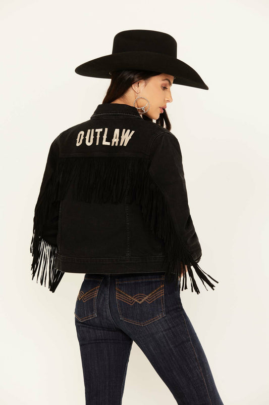Idyllwind Outlaw Fringe Denim Trucker Jacket