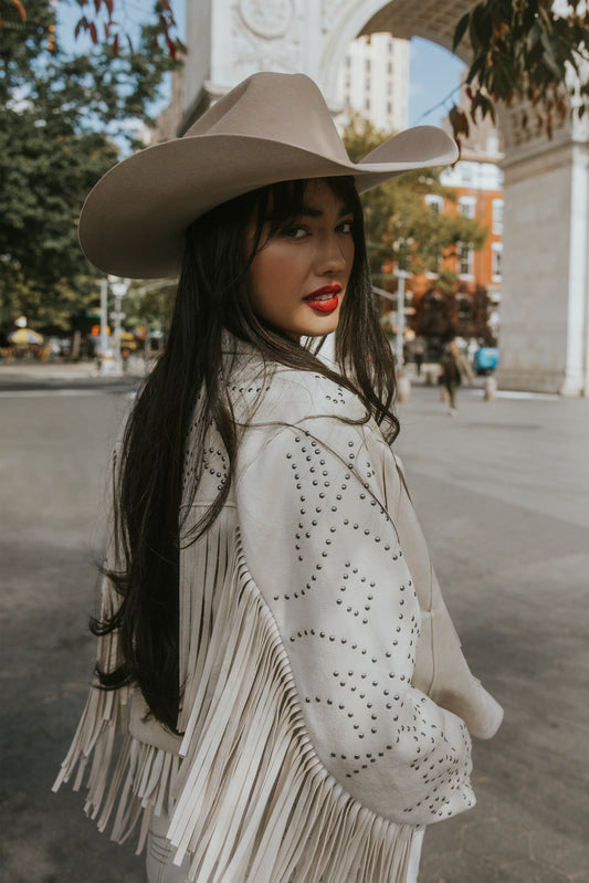 Idyllwind Blair Fringe and Studded Faux Suede Snap Jacket