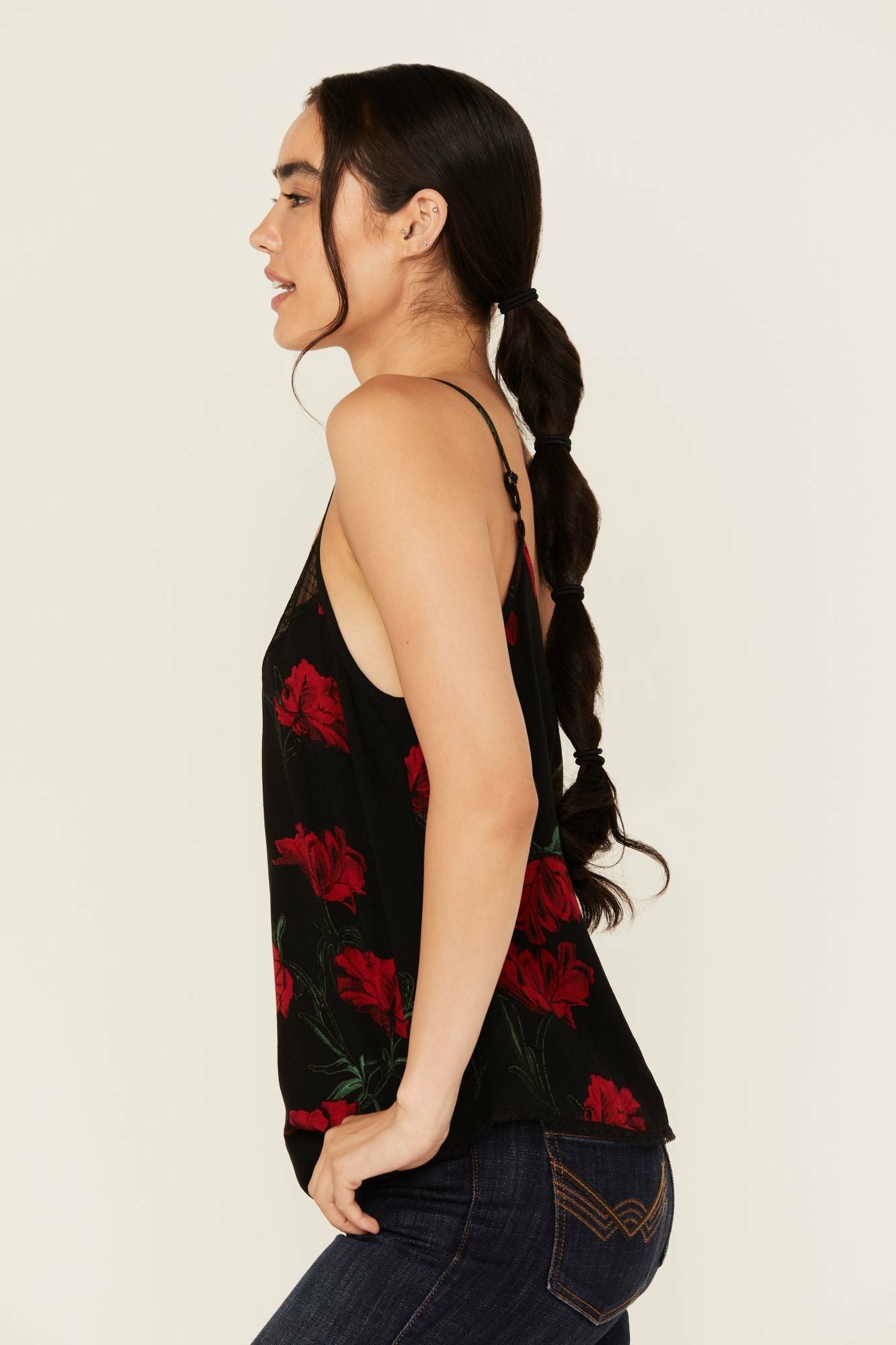 Idyllwind Chase Floral Print Lace Trim Cami Tank