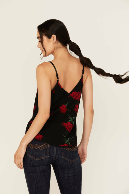 Idyllwind Chase Floral Print Lace Trim Cami Tank