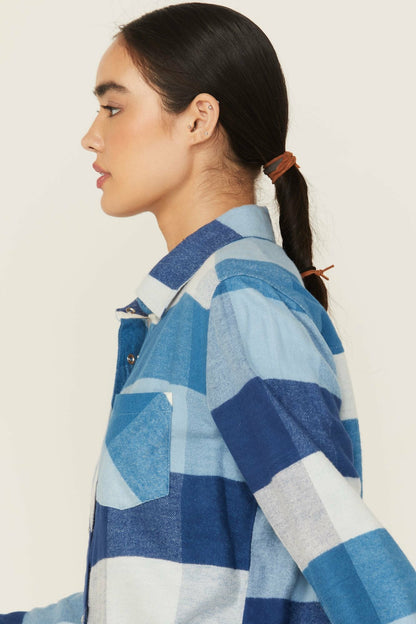 Idyllwind Plaid Print Long Sleeve Snap Flannel Shirt