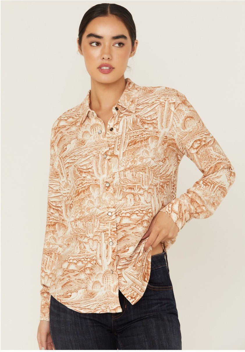 Idyllwind Rockwall Conversation Print Feather Light Long Sleeve Pearl Snap Western Shirt