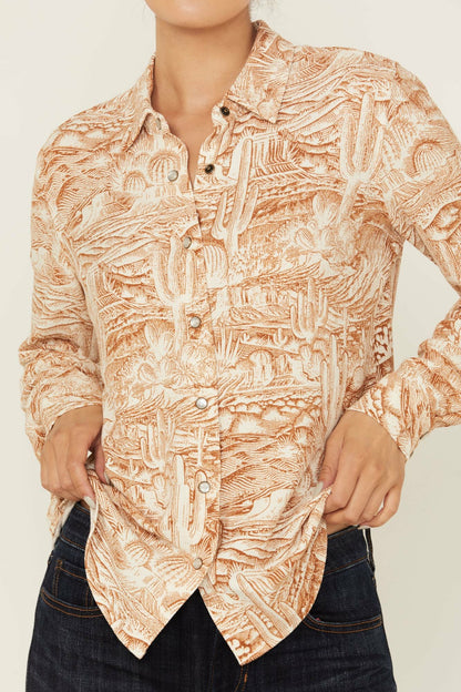 Idyllwind Rockwall Conversation Print Feather Light Long Sleeve Pearl Snap Western Shirt