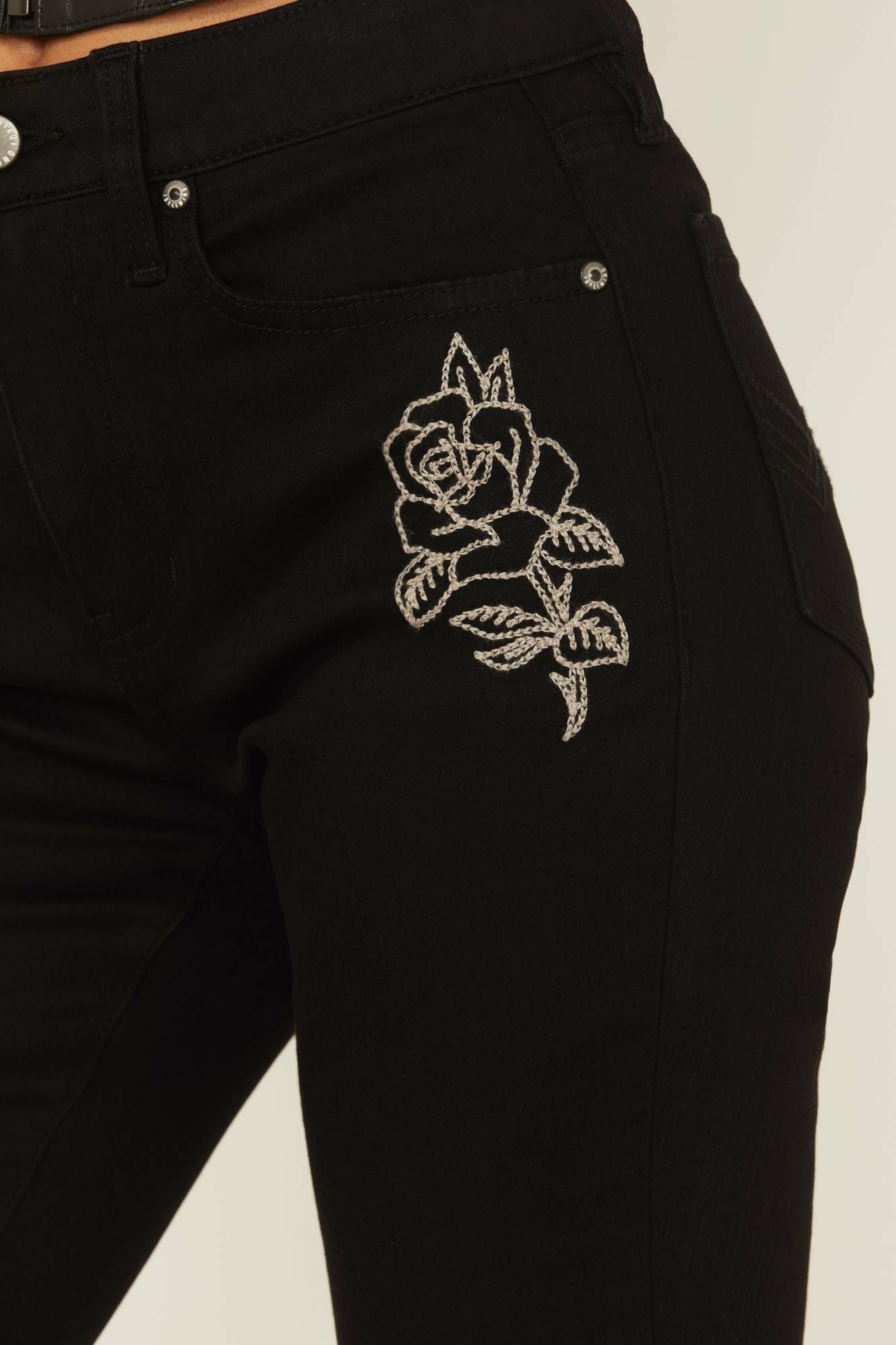 Idyllwind Outlaw High Rise Flare Embroidered Super Stretch Denim Jeans