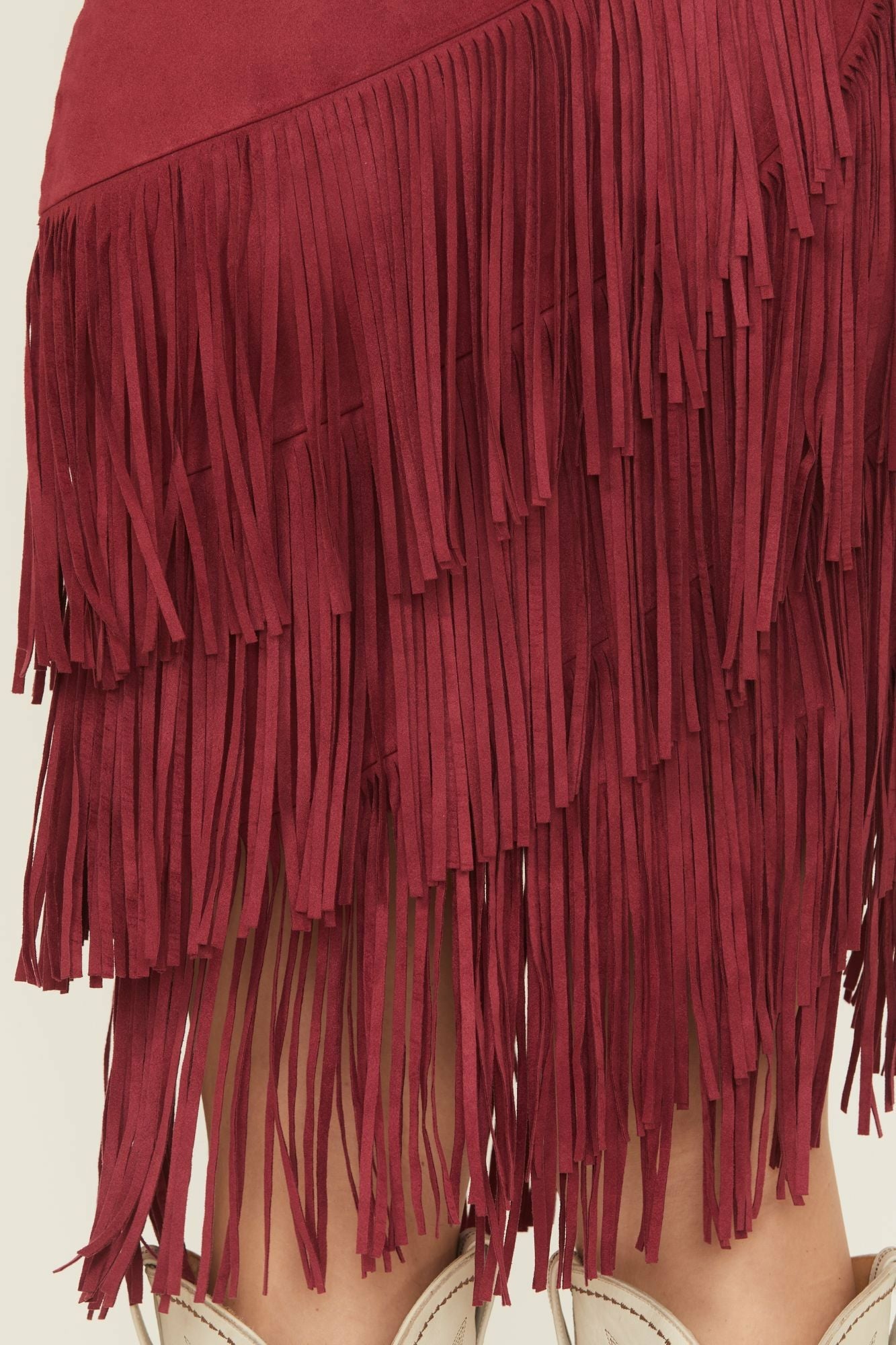 Idyllwind Tina Faux Suede Fringe Midi Skirt