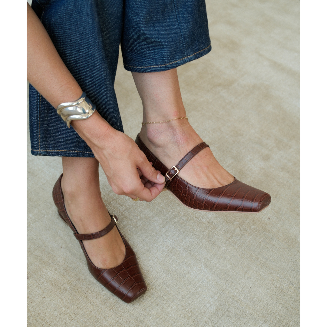 Coffee Croc Print Mirabelle mary jane heel Matisse Footwear Discount