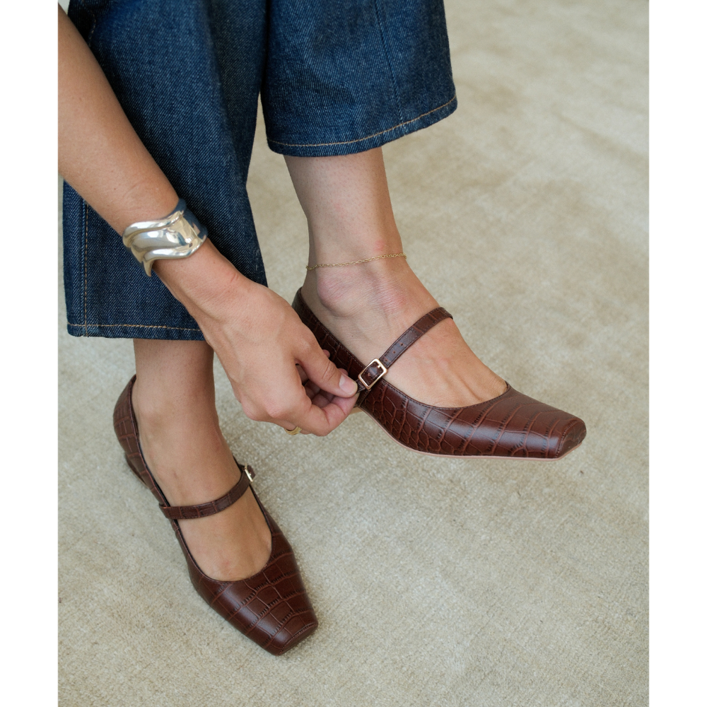 Coffee Croc Print Mirabelle mary jane heel Matisse Footwear Discount