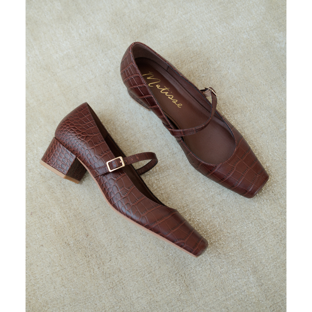 Coffee Croc Print Mirabelle mary jane heel Matisse Footwear Discount