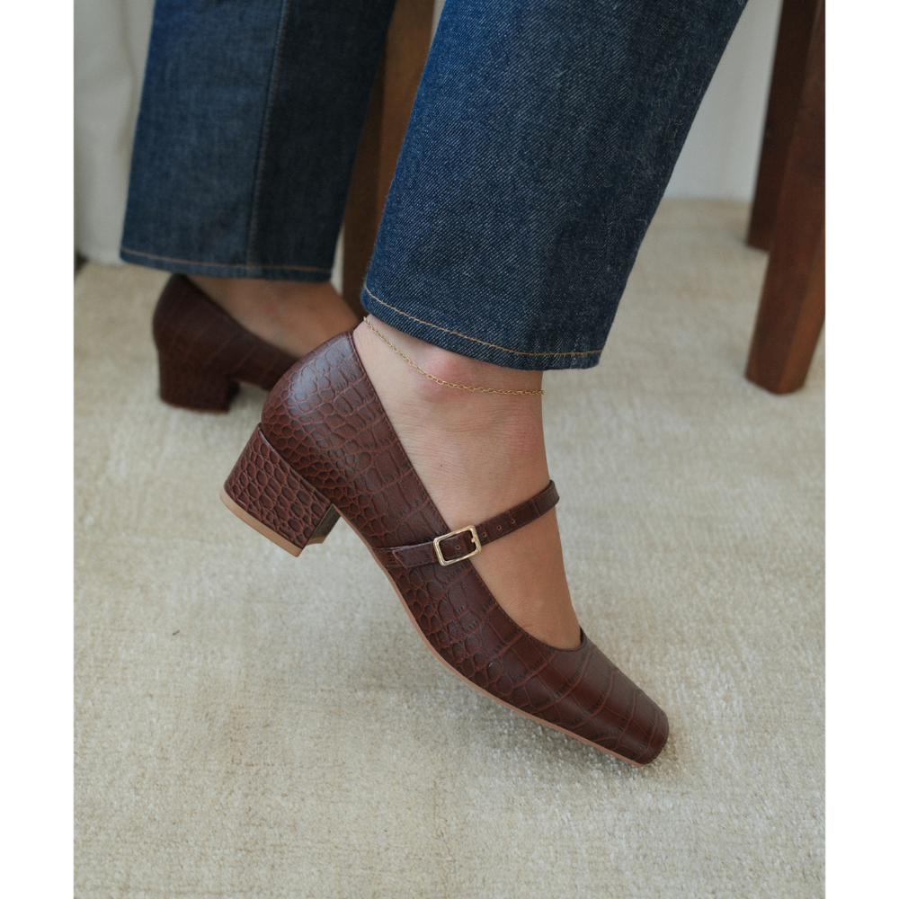 Coffee Croc Print Mirabelle mary jane heel Matisse Footwear Discount