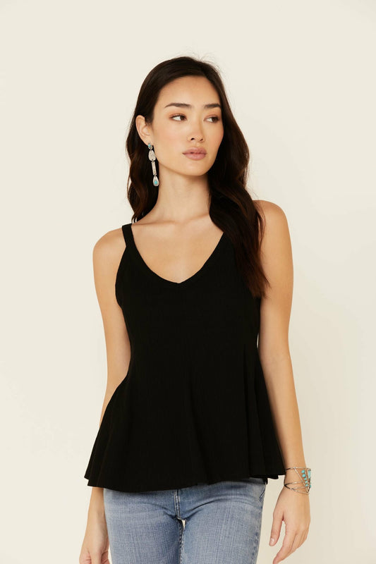 Idyllwind Godet Rib-Knit Tank Top