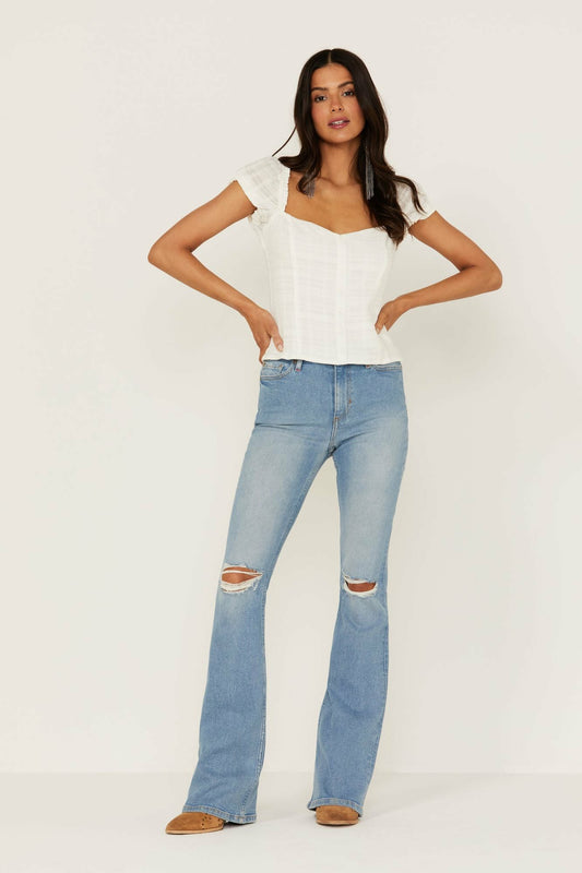 Idyllwind High Risin' Roadtrip Wash Stretch Distressed Knee Flare Jeans