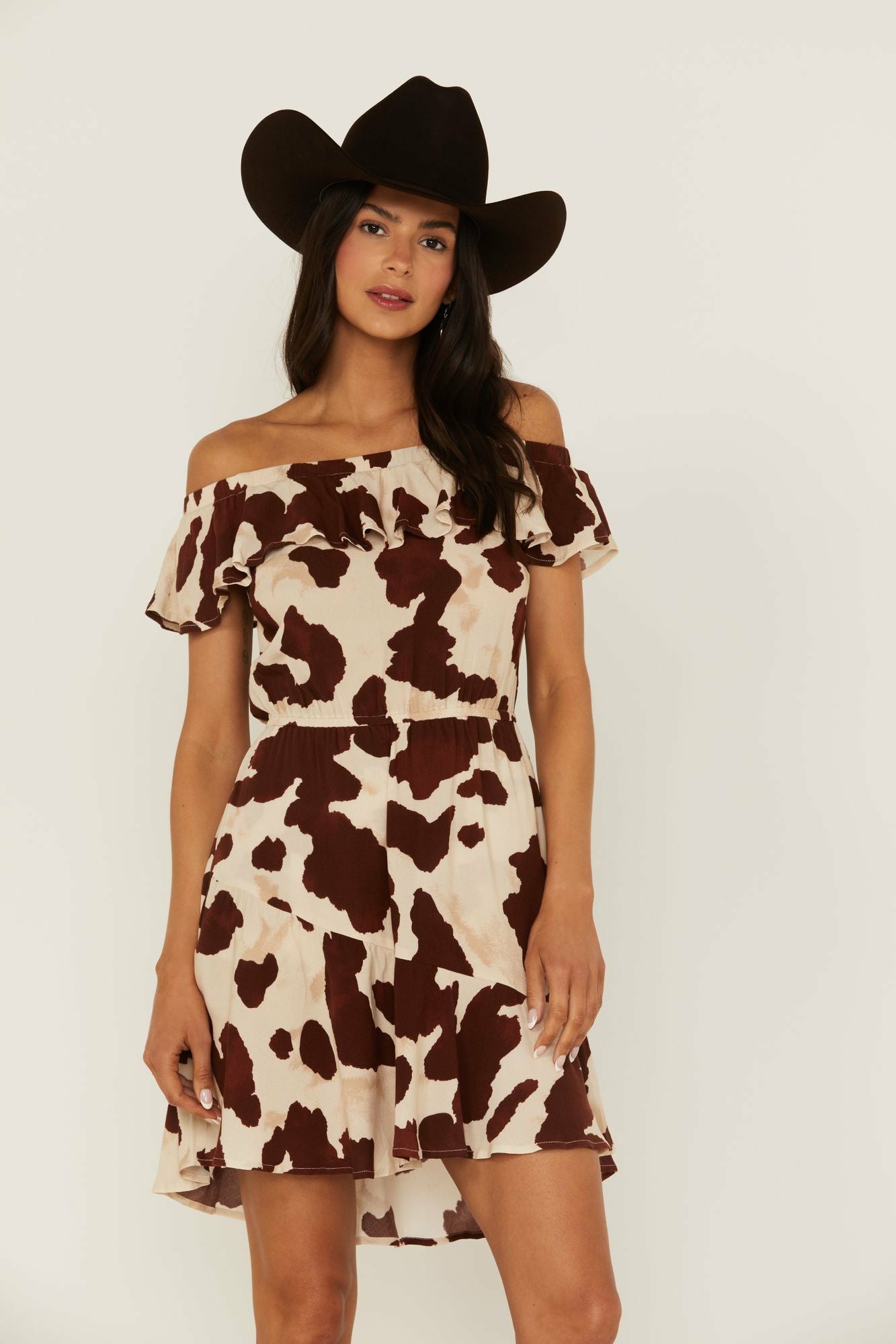 Idyllwind Made For This Off-Shoulder Cow Print Dress