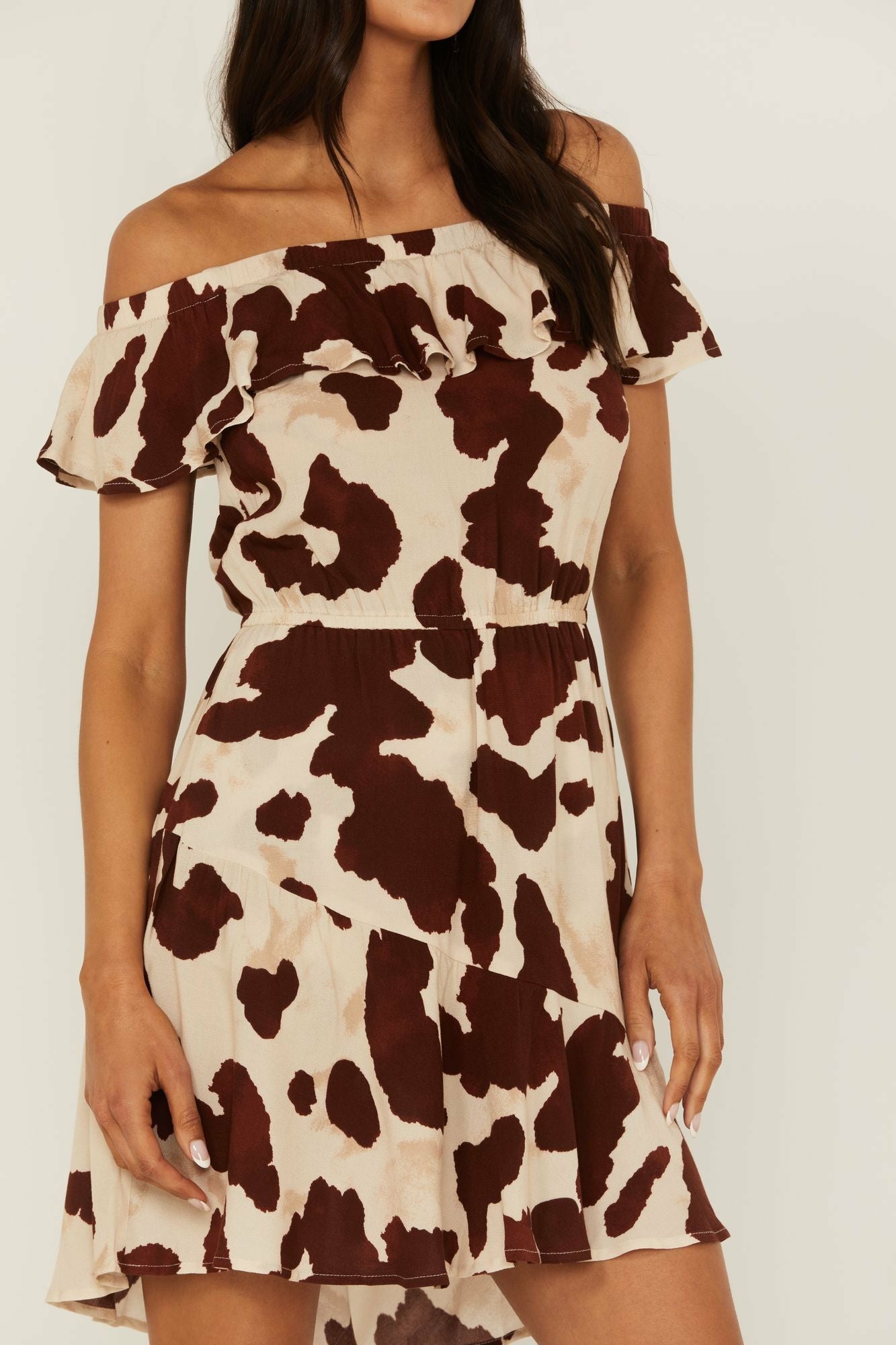 Idyllwind Made For This Off-Shoulder Cow Print Dress