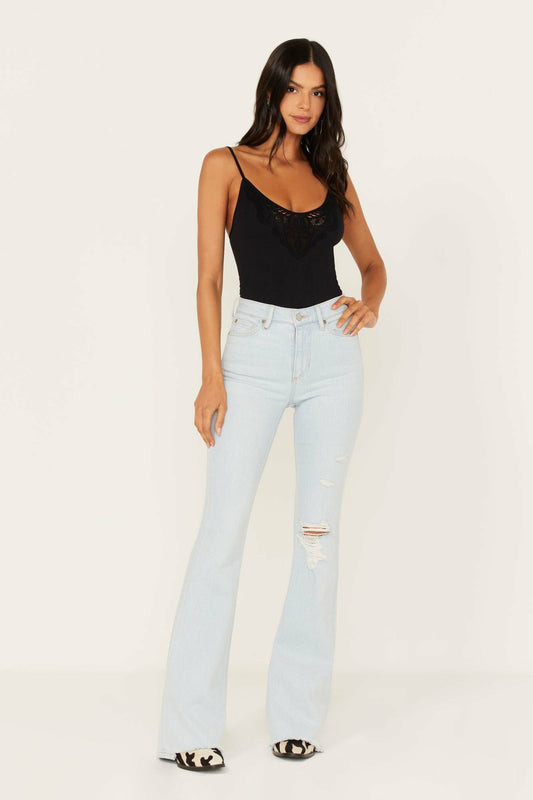 Idyllwind Light Wash West Avenue High Risin Distressed Flare Jeans
