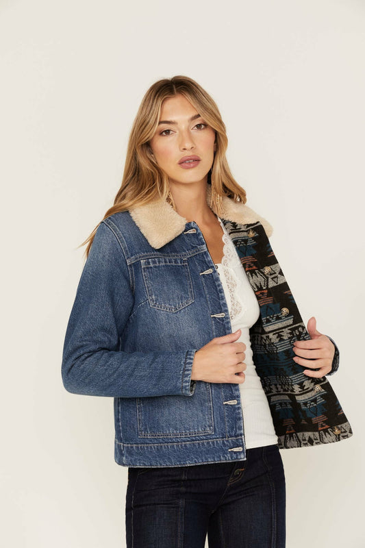 Idyllwind Medium Wash Reversible Sherpa Blanket Denim Jacket