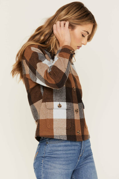 Idyllwind Pocket Days Plaid Print Shacket Jacket