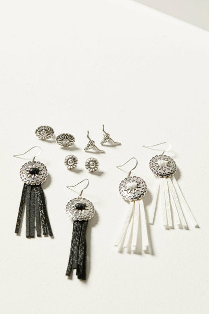 Idyllwind Decatur 5-piece Silver Concho & Tassel Earring Set