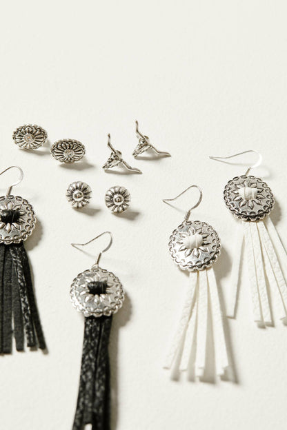 Idyllwind Decatur 5-piece Silver Concho & Tassel Earring Set