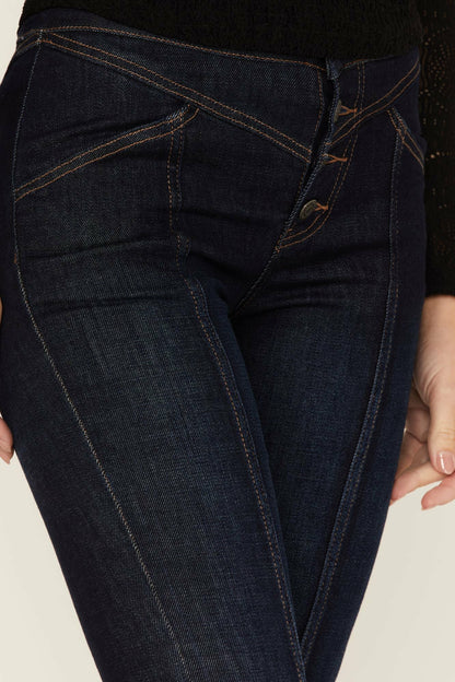 Idyllwind Hillsboro Dark Wash High Rise Seamed Outlaw Flare Jeans