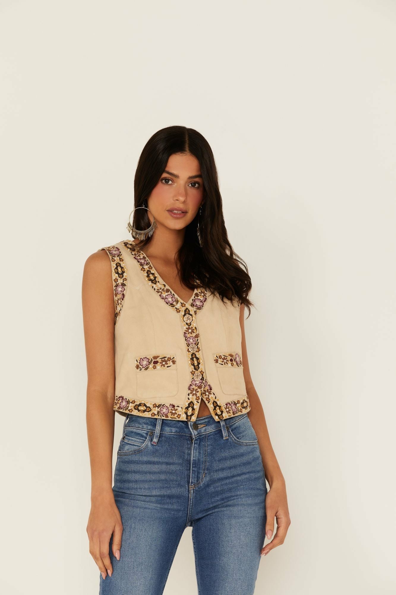 Idyllwind Embroidered Floral Suede Vest