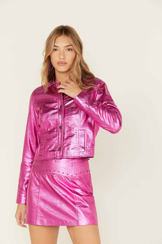 Idyllwind Show Stopper Studded Metallic Leather Jacket