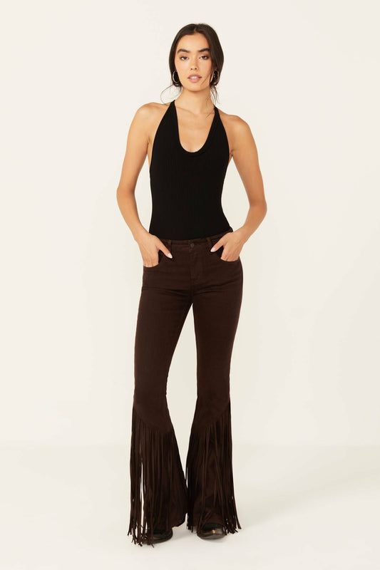 Idyllwind Coffee Bean Mid Rise Rebel Fringe Bootcut Jeans
