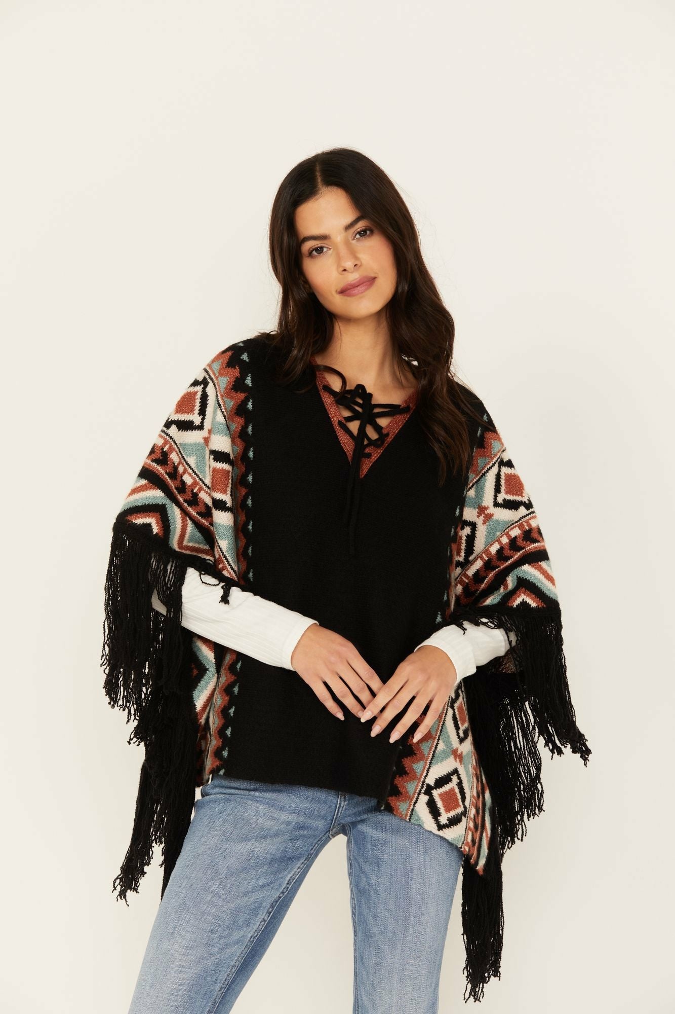 Idyllwind Alma Southwestern Poncho Sweater