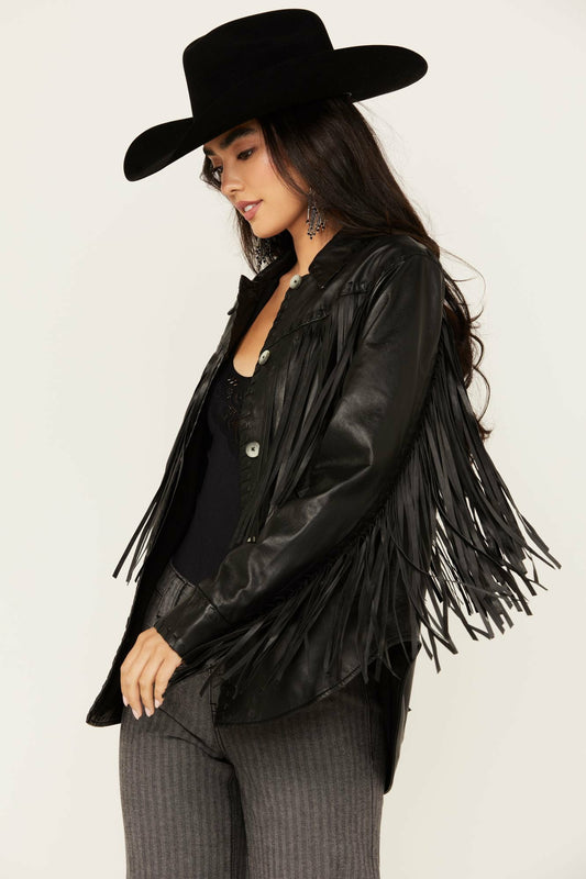 Idyllwind Amburn Leather Fringe Shacket
