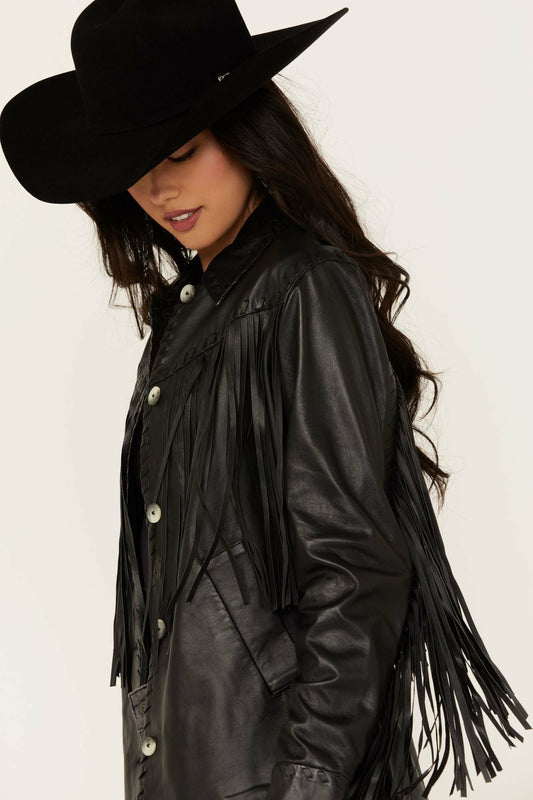 Idyllwind Amburn Leather Fringe Shacket