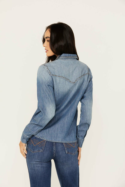 Idyllwind Rigid Wayside Studded Chambray Long Sleeve Snap Western Shirt