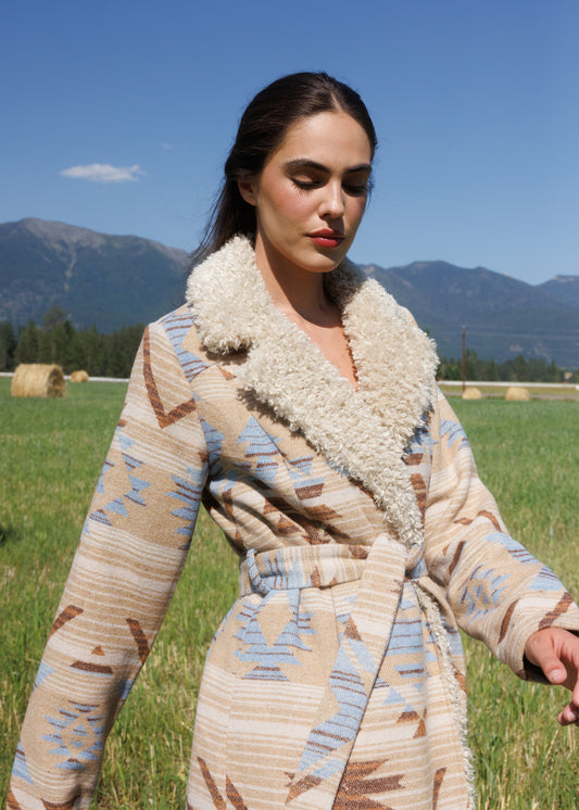 Idyllwind Lynn Southwestern Print Faux Fur Collar Shacket